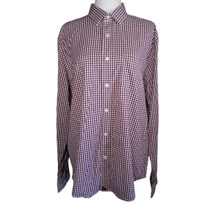 Untuckit Burgundy Gingham Buffalo Check Long Sleeve Button Up Size Large